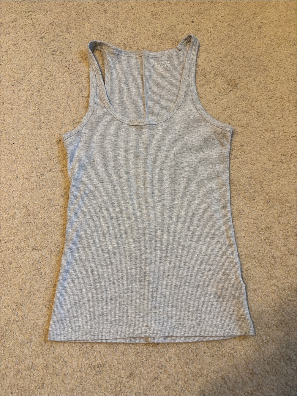 American Eagle Outfitters Light Gray Ribbed Tank Top